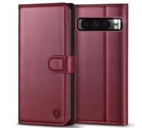 Kuafcase for Google Pixel 8 Pro Case, 4 Card Slots Magnetic Closure Kickstand Shockproof Protective Phone Case for Google Pixel 8 Pro - Wine Red