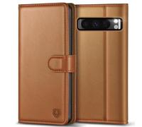 Kuafcase for Google Pixel 8 Pro Case, 4 Card Slots Magnetic Closure Kickstand Shockproof Protective Phone Case for Google Pixel 8 Pro - Brown