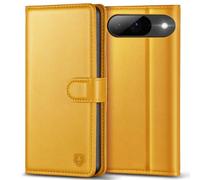 Kuafcase for Google Pixel 9 Case, Google Pixel 9 Pro Case with 4 Card Slots Magnetic Closure Kickstand Shockproof Protective Phone Case for Pixel 9 / Pixel 9 Pro - Yellow