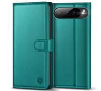 Kuafcase for Google Pixel 9 Pro XL Case with 4 Card Slots Magnetic Closure Kickstand Shockproof Protective Phone Case for Google Pixel 9 Pro XL - Lake Blue
