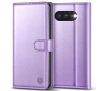 Kuafcase for Google Pixel 9A Case with 4 Card Slots Magnetic Closure Kickstand Shockproof Protective Phone Case for Pixel 9A - Light Purple