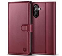 Kuafcase for Samsung A14 5G Case with 4 Card Slots Magnetic Closure Kickstand Shockproof Protective Phone Case for Samsung Galaxy A14 - Wine Red
