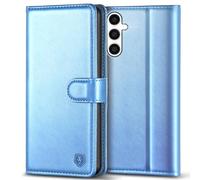 Kuafcase for Samsung Galaxy S23 FE Case with 4 Card Slots Magnetic Closure Shockproof Phone Case Cover for Samsung S23 FE - Sky Blue