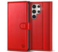 Kuafcase for Samsung Galaxy S23 Ultra Case with 4 Card Slots Magnetic Closure Protective Kickstand Phone Case for Samsung Galaxy S23 Ultra - Red