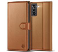 Kuafcase for Samsung S21 Case, 4 Card Slots Magnetic Closure Kickstand Shockproof Protective Phone Case for Samsung Galaxy S21 - Brown