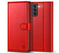 Kuafcase for Samsung S21 Case, 4 Card Slots Magnetic Closure Kickstand Shockproof Protective Phone Case for Samsung Galaxy S21 - Red