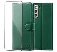 Kuafcase for Samsung S22 Plus Case with 1 Screen Protector, Wallet Leather Flip Case with 4 Card Slots Magnetic Closure Kickstand Shockproof Phone Case for Samsung Galaxy S22 Plus - Dark Green