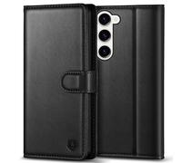 Kuafcase for Samsung S23 Case, 4 Card Slots Kickstand Magnetic Closure Protective Phone Case for Samsung Galaxy S23 5G - Black