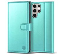 Kuafcase for Samsung S24 Ultra Case, 4 Card Slots Kickstand Magnetic Closure Protective Phone Case for Samsung Galaxy S24 Ultra - Ice Green