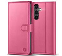 Kuafcase for Samsung S25 Plus 5G Case with 4 Card Slots Magnetic Closure Kickstand Shockproof Protective Phone Case for Samsung Galaxy S25 Plus - Hot Rose