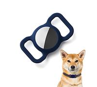 Kuaguozhe Silicone Protective Case Compatible with Apple Airtag GPS Finder Dog Collar, Pet Loop Holder for Apple Air Tags, Slide On Sleeve Compatible with Apple Airtags, Blue
