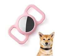 Kuaguozhe Silicone Protective Case Compatible with Apple Airtag GPS Finder Dog Collar, Pet Loop Holder for Apple Air Tags, Slide On Sleeve Compatible with Apple Airtags, Pink