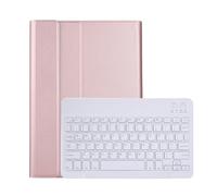 kuaijiexiaopu Backlit Keyboard Slim Case, Tablet Leather Cover compatible with Lenovo Tab M10 HD 2nd Gen 10.1 inch TB-X306X TB-X306F(Rose Gold White)