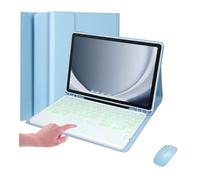 kuaijiexiaopu Detachable Backlit Touch Keyboard, Flip Leather Protective Case compatible with Samsung Galaxy Tab S9 FE 10.9 inch SM-X510/X516(Sky Blue+Keyboard+Mouse)