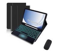 kuaijiexiaopu Detachable Backlit Touch Keyboard, Flip Leather Protective Case compatible with Samsung Galaxy Tab S9 FE 10.9 inch SM-X510/X516(Black+Keyboard+mouse)