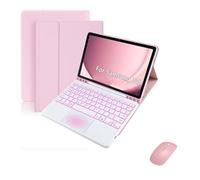 kuaijiexiaopu Detachable Backlit Touch Keyboard, Flip Leather Protective Case compatible with Samsung Galaxy Tab S9 FE 10.9 inch SM-X510/X516(Pink+Keyboard+Mouse)
