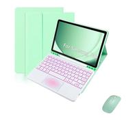 kuaijiexiaopu Detachable Backlit Touch Keyboard, Flip Leather Protective Case compatible with Samsung Galaxy Tab S9 FE 10.9 inch SM-X510/X516(Mint green+Keyboard+Mouse)