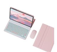 kuaijiexiaopu Detachable Normal/Backlit Keyboard, Flip Leather Protective Case compatible with HUAWEI MatePad Air 12 inch(Pink+Backlit Keyboard+Mouse)
