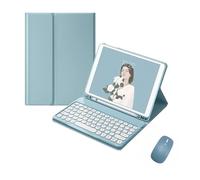 kuaijiexiaopu Detachable Round Keys Keyboard and Mouse, PU+TPU Leather Stand Case compatible with Samsung Galaxy Tab S9 11 inch X710/X716B/X718U(Misty Blue+Keyboard)