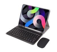 kuaijiexiaopu Detachable Round Keys Keyboard and Mouse, PU+TPU Leather Stand Case compatible with Samsung Galaxy Tab S6 Lite 10.4 inch 2024(Black+Keyboard)