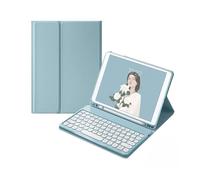 kuaijiexiaopu Detachable Round Keys Keyboard, PU+TPU Leather Stand Case compatible with iPad mini 6/7 8.3 inch 2023(Misty Blue+Keyboard)