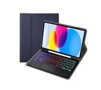 kuaijiexiaopu Detachable Touch Keyboard Cover, Flip Leather Protective Case compatible with iPad Pro 12.9 inch 2020/2021(Blue+Backlit Keyboard)