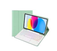 kuaijiexiaopu Detachable Tri-colour Backlight Keyboard, PU+TPU Leather Stand Case compatible with iPad Pro 11 inch 2024(Mint Green+Keyboard)