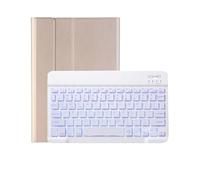 kuaijiexiaopu Keyboard With Pen Slot, TPU Leather Case Suitable for Samsung Galaxy TAB S10Lite/S10FE/S9FE/S9/S8/S7-11/10.9 inches(Golden+Backlit Keyboard)