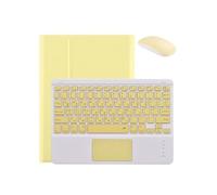 kuaijiexiaopu Removable Magic Touchpad Keyboard Case, PU Leather Stand PC Cover compatible with iPad Pro 12.9 inch 2021/2020(Yellow+mouse)