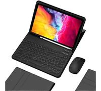 kuaijiexiaopu Tablet Protective Case with Pen Slot, Round Key Cap Keyboard Mouse Suitable for iPad Pro 13 inch 2024 Universal(Black+keyboard+mouse)
