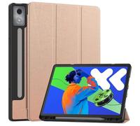 kuaijiexiaopu Tri-fold Magnetic Cover, Flip Leather Tablet Stand Case compatible with Lenovo K11 plus 11.5 inch TB352FU 2024(Rose Gold)