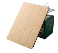 kuaijiexiaopu Y-fold Foldable Flip Case with Pen Slot, Retro Cloth Texture Protective Cover compatible with iPad Pro 13 2024/2025 13 inch(Golden)