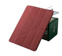 kuaijiexiaopu Y-fold Foldable Flip Case with Pen Slot, Retro Cloth Texture Protective Cover compatible with iPad Pro 13 2024/2025 13 inch(Wine red)