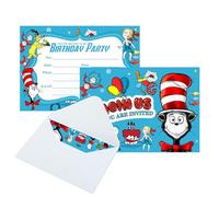 Kuailaihai 16pcs Cartoon For Dr. Seuss Birthday party decorations lnvitation Cards Gift Cards with Envelopes for Cartoon Theme Party Supplies.