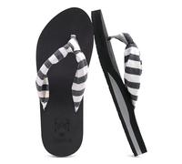 KuaiLu Flip Flops Women Arch Support Yoga Mat Comfortable Summer Beach Walking Thong Cushion Sandals Slip on Pool Outfits Travel Essentials Orthotic Slides Indoor Outdoor Slippers Shoes Black White 4