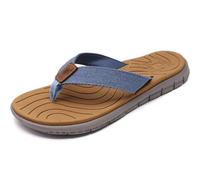 KuaiLu Flip Flops Women Leather Arch Support Summer Wide Fit Beach Pool Ladies Thong Sandals Yoga Memory Foam Cushion Slip On Shower Cloth Fabric Orthopedic Plantar Fasciitis Flipflops Jeans 3