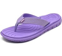 KuaiLu Flip Flops Women Leather Arch Support Summer Wide Fit Beach Pool Ladies Thong Sandals Yoga Memory Foam Cushion Slip On Shower Cloth Fabric Orthopedic Plantar Fasciitis Flipflops Purple 10