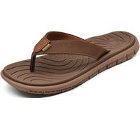 KuaiLu Flip Flops Women Leather Arch Support Summer Wide Fit Beach Pool Ladies Thong Sandals Yoga Memory Foam Cushion Slip On Shower Cloth Fabric Orthopedic Plantar Fasciitis Flipflops Brown 6
