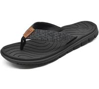 KuaiLu Flip Flops Women Leather Arch Support Summer Wide Fit Beach Pool Ladies Thong Sandals Yoga Memory Foam Cushion Slip On Orthotics Plantar Fasciitis Shower Cloth Fabric Flipflops Black 3