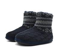 KuaiLu Knit Wool Warm Men Indoor Pull On Cosy Memory Foam Slipper Boots/Booties TPR Rubber Sole Non-Slip,Black Grey,13 UK (14 US)