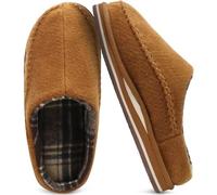KuaiLu Mens Memory Foam Clog Felt Slippers Comfy Slip-on House Shoes With Arch Support Warm Fabric Lined Rubber Sole Indoor Outdoor Khaki 13