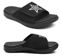 KuaiLu Mens Orthotic Slides Soft Cushion Sport Sandals with Plantar Fasciitis Arch Support Adjustable Open Toe Summer Slippers Slip on Indoor Outdoor All Black Size 11