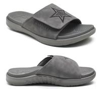 KuaiLu Mens Orthotic Slides Soft Cushion Sport Sandals with Plantar Fasciitis Arch Support Adjustable Open Toe Summer Slippers Slip on Indoor Outdoor Grey Size 9