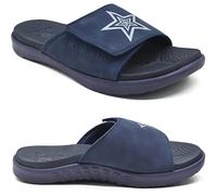 KuaiLu Mens Orthotic Slides Soft Cushion Sport Sandals with Plantar Fasciitis Arch Support Adjustable Open Toe Summer Slippers Slip on Indoor Outdoor Dark Blue Size 9