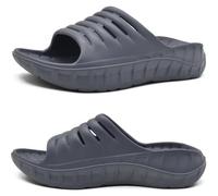 KuaiLu Mens Recovery Sandals Sport Comfort Arch Support Cushion Athletic Sliders Orthotic Plantar Fasciitis Open Toe Wide Width Thick Foam Sandles Summer Pool Beach Slippers AllGrey Size 8