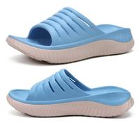 KuaiLu Sandals Women Plantar Fasciitis Sliders Support BlueWhite Size 6.5