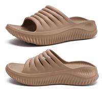 KuaiLu Sandals Women Plantar Fasciitis Sliders Support Light Brown Size 8