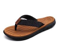 KuaiLu Womens Casual Flip Flops Comfortable Yoga Mat Arch Support Memory Foam Comfort Cushion Summer Beach Pool Slip on Walking Thong Sandals Ladies Orthotic Recovery Plantar Fasciitis Khaki Black 3