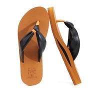 KuaiLu Womens Flip Flops Comfort Arch Support Yoga Mat Cushion Orthotic Thong Sandals Fashion Leather Slip On Summer Beach Walking Slides Outdoor Plantar Fasciitis Recovery Shoes Khaki Black 5.5