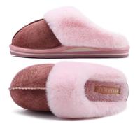 KuaiLu Womens Fluff Plush Slippers Ladies Cosy Memory Foam Thermal Winter Mule Slip on Comfy Cushion Fuzzy Slider Shoes with Indoor Outdoor Hard Sole Light Pink Size 8